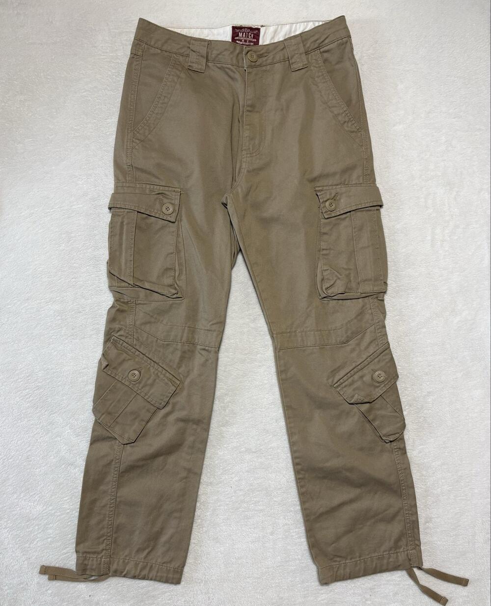 Match Cargo Pants Mens 30x30 Beige Khaki Matchstick Pockets Utility Casual
